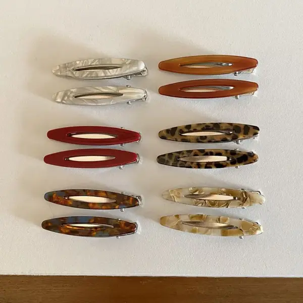 Haarspange Damen oval, schmal aus Acetat, durchbrochen