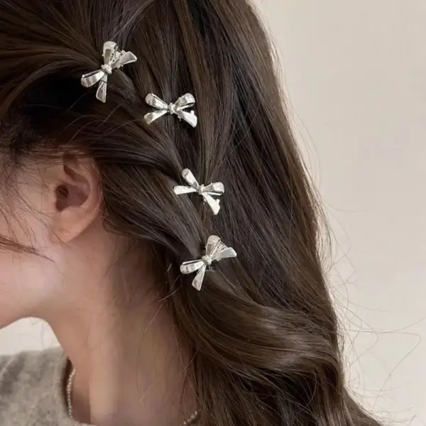 Haarspange mit Schleife Damen, klein und glänzend