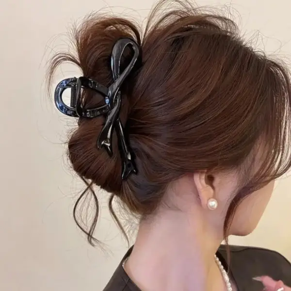 Haarklammer braun in Schleifenform für Haarknoten – Bild 3