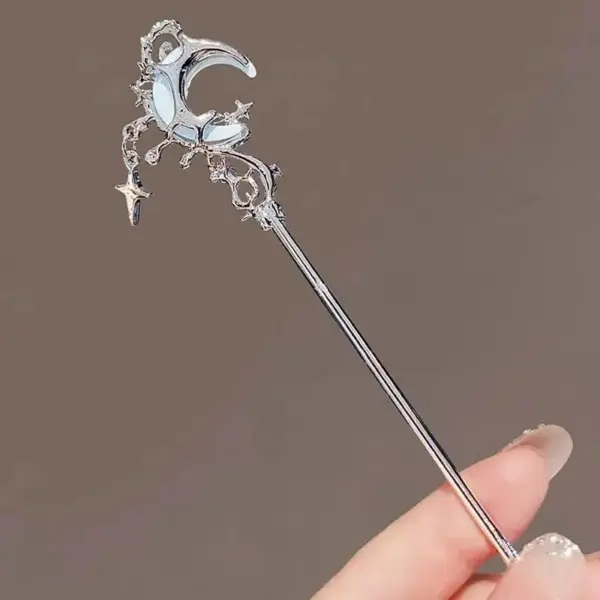 Stern Haarspange Damen: Haarnadel mit Mond und Stern – Bild 4