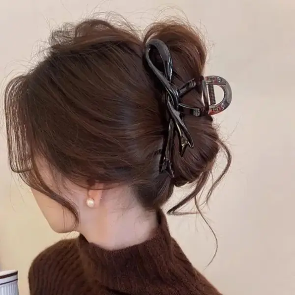 Haarklammer braun in Schleifenform für Haarknoten – Bild 5