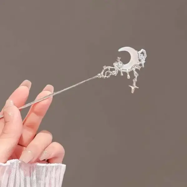Stern Haarspange Damen: Haarnadel mit Mond und Stern – Bild 5