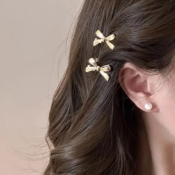 Haarspange mit Schleife Damen, klein und glänzend – Bild 5