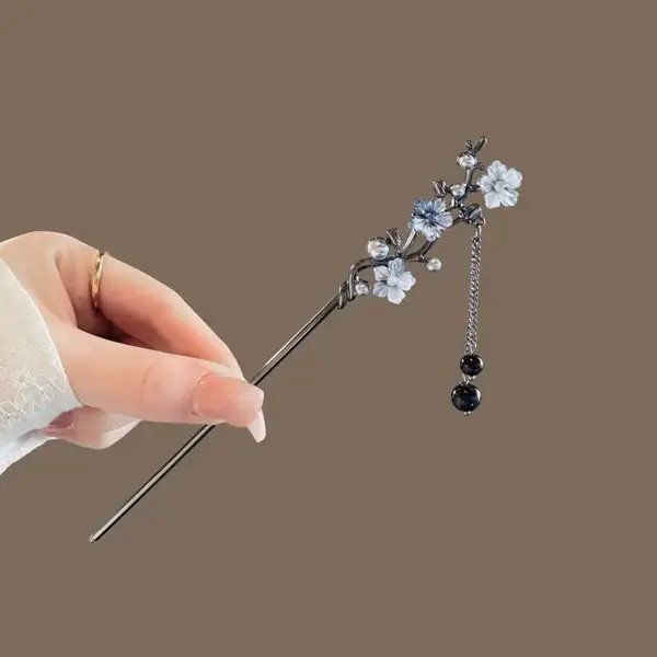 Haarspangen Damen: Haarnadel mit Blüte und Quaste – Bild 5