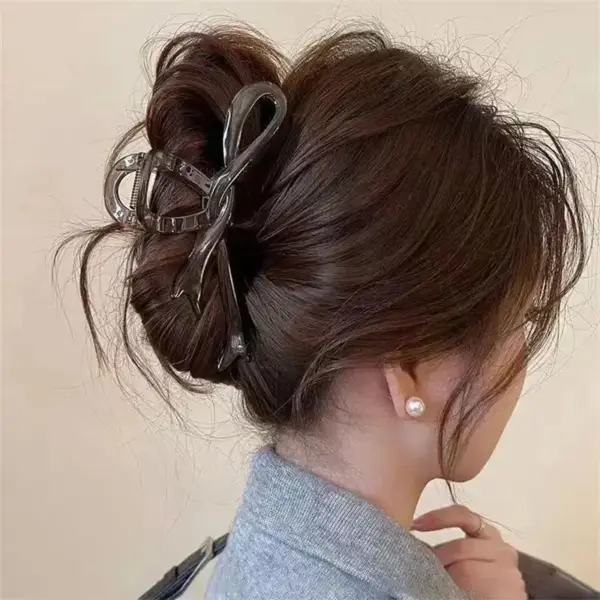 Haarklammer braun in Schleifenform für Haarknoten – Bild 6