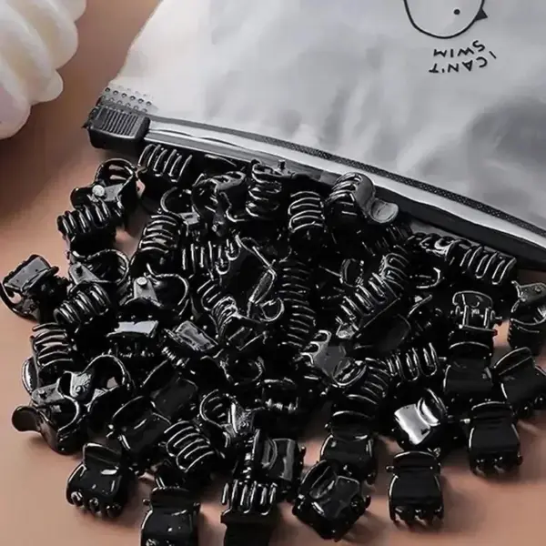 Mini Haarklammern Damen in Schwarz, glänzend mit Zähnen