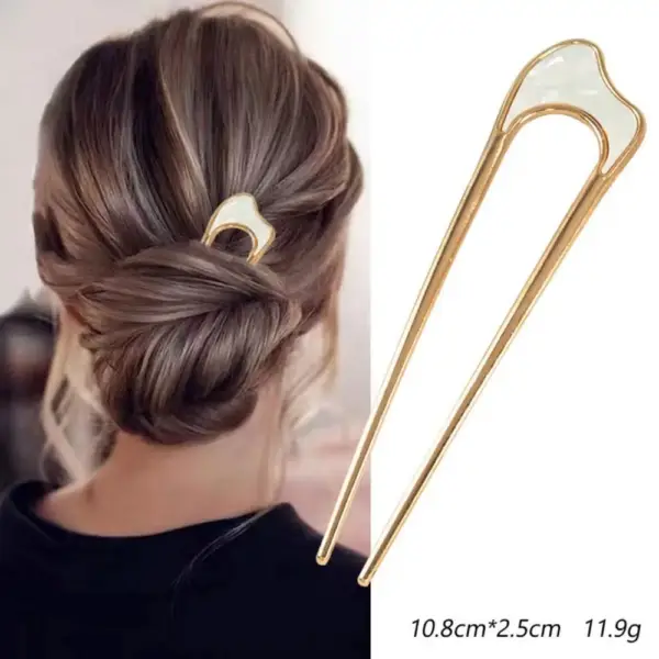 Haarnadel U-Form Damen in Gold mit schimmernder Einlage – Bild 5