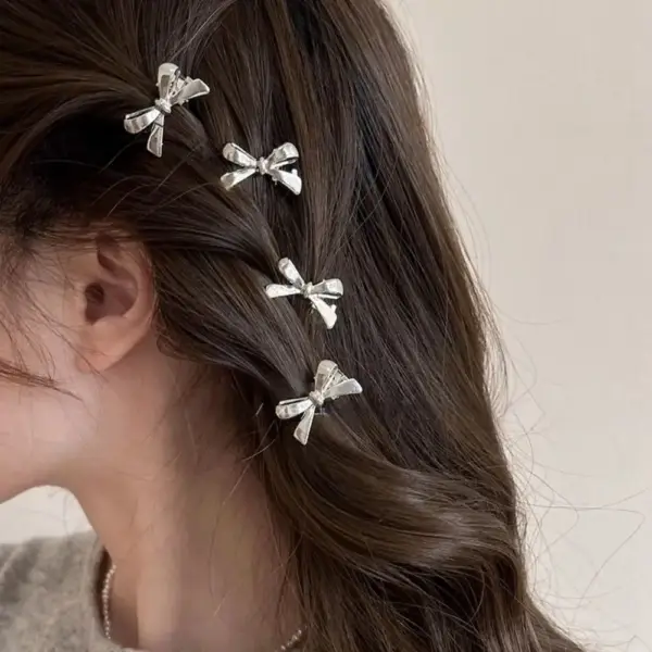 Haarspange mit Schleife Damen, klein und glänzend – Bild 7