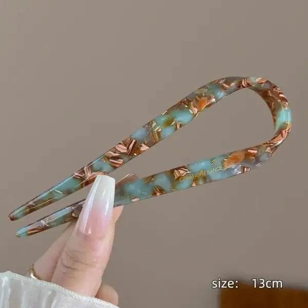 Haarschmuck Damen, U-förmige Haarnadel mit Marmormuster – Bild 10