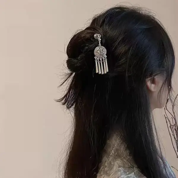 Haarspangen Damen: Haarnadel mit Blüte und Quaste – Bild 11