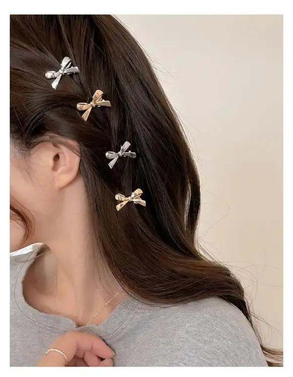 Haarspange mit Schleife Damen, klein und glänzend – Bild 6