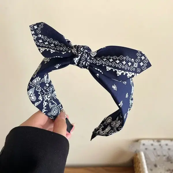 Haarreif Damen mit Schleife und Paisley-Muster, breiter Bügel – Bild 7