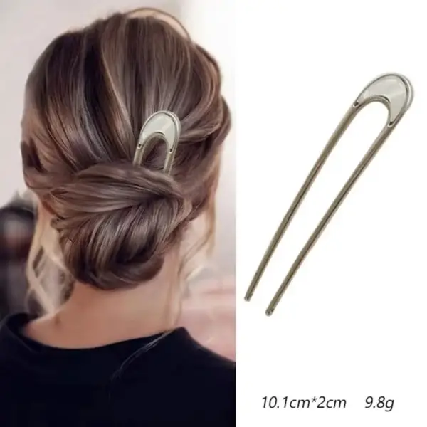 Haarnadel U-Form Damen in Gold mit schimmernder Einlage – Bild 7