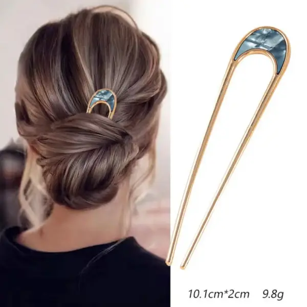 Haarnadel U-Form Damen in Gold mit schimmernder Einlage – Bild 6