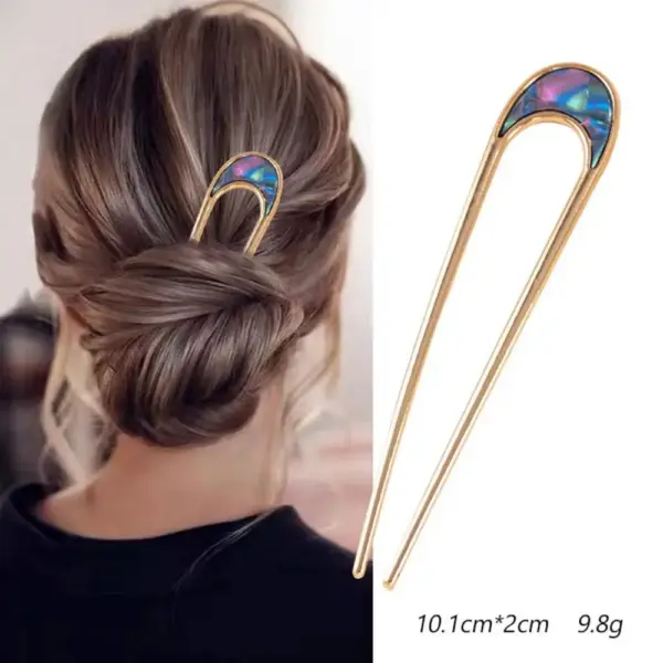 Haarnadel U-Form Damen in Gold mit schimmernder Einlage – Bild 9