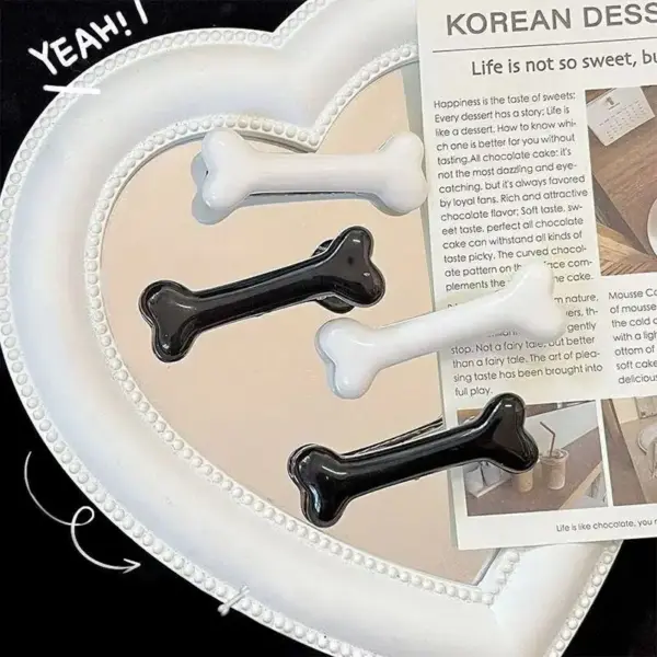Haarspange in Knochenform Damen, glänzend mit Clip – Bild 4